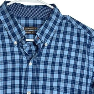 J McLaughlin Mens Blue Plaid Button‎ Down Shirt Modern Fit Long Sleeve Size M